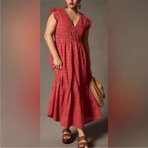 Anthropologie The Peregrine Midi Dress Red Size XS